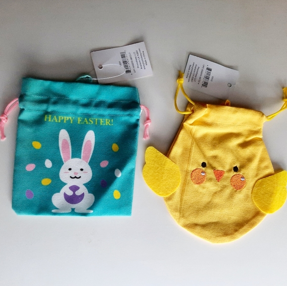 (3) Cloth Drawstring Easter Treat Bags - Picture 4 of 10